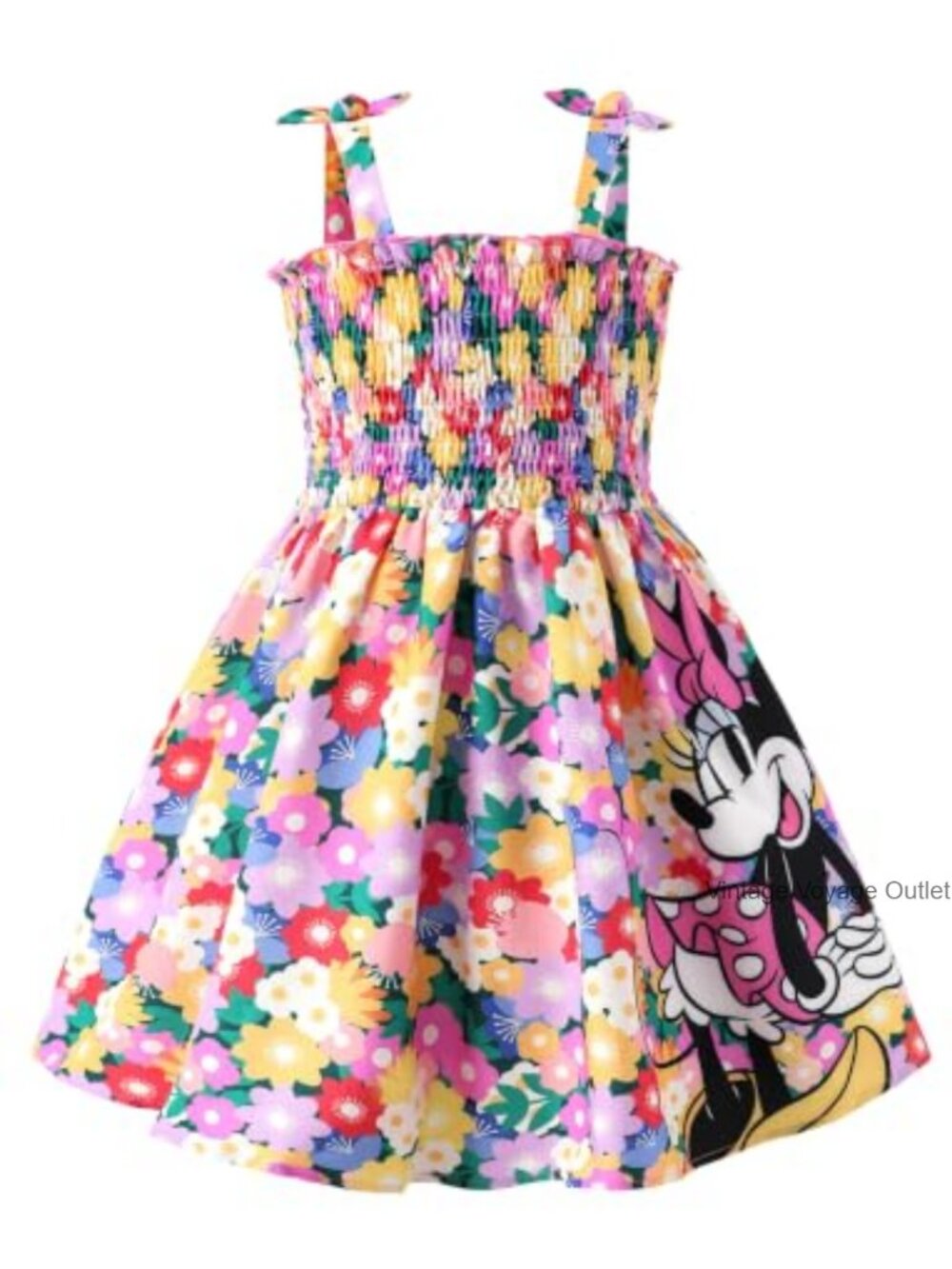 Disney Minnie Toddler Smocked Sundress Sleeveless Bow Straps Summer Birthday